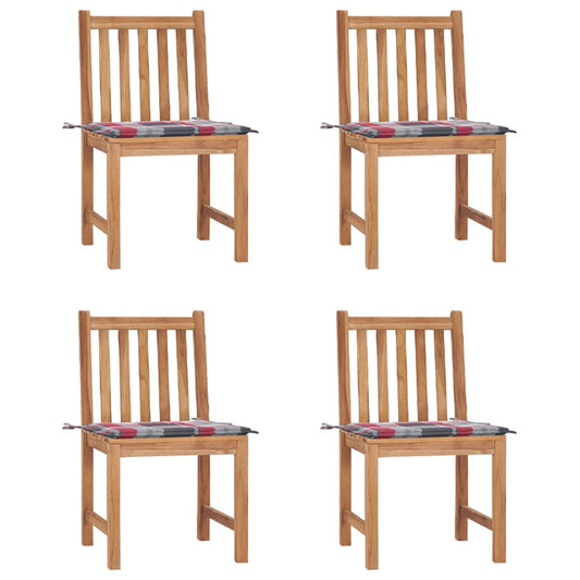 vidaXL Καρέκλες Κήπου 4 Τεμαχίων από Μασίφ Ξύλο Teak με Μαξιλάρια