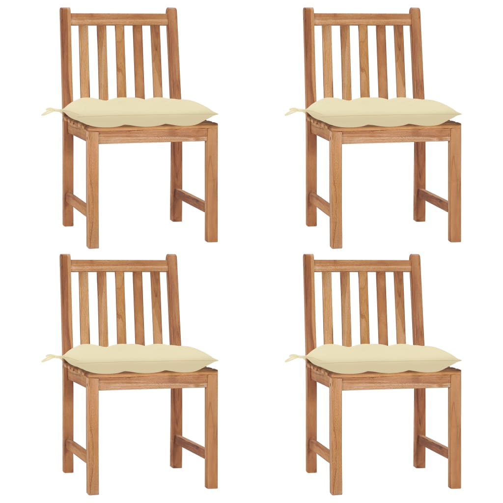 vidaXL Καρέκλες Κήπου 4 τεμ. από Μασίφ Ξύλο Teak με Μαξιλάρια