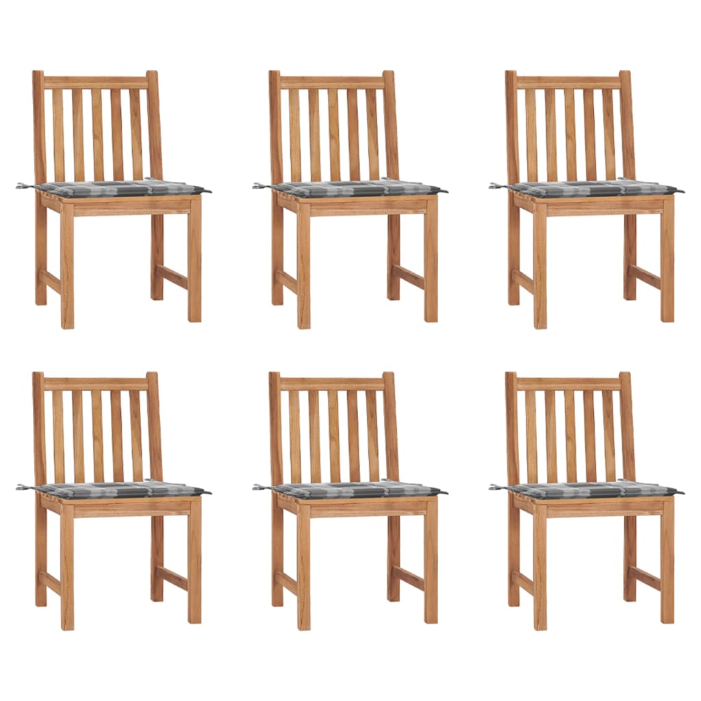 vidaXL Καρέκλες Κήπου 6 τεμ. από Μασίφ Ξύλο Teak με Μαξιλάρια