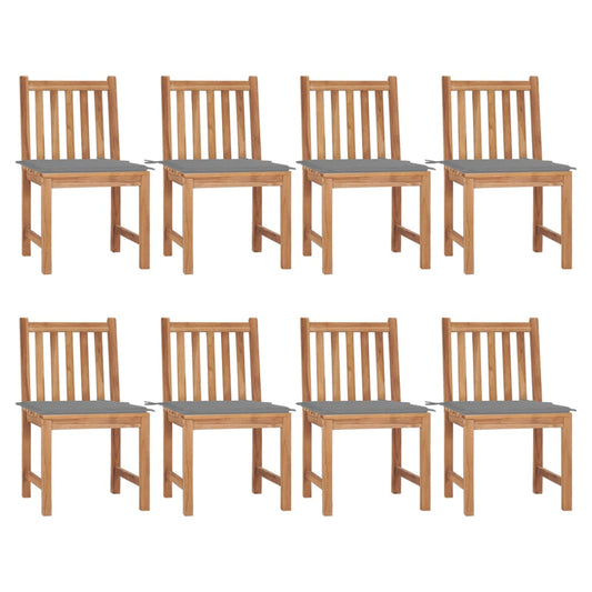 vidaXL Καρέκλες Κήπου 8 Τεμαχίων από Μασίφ Ξύλο Teak με Μαξιλάρια