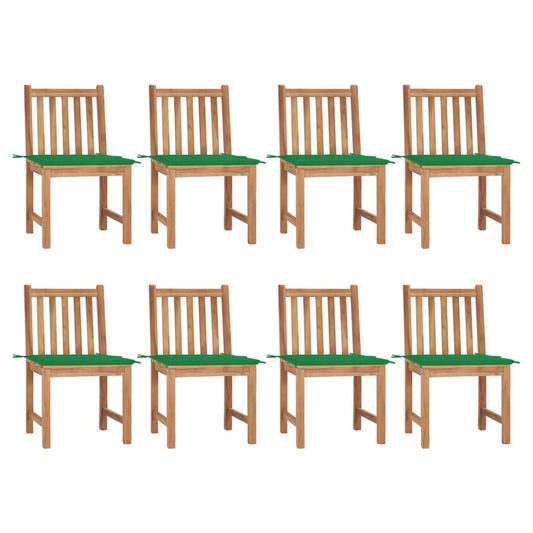 vidaXL Καρέκλες Κήπου 8 Τεμαχίων από Μασίφ Ξύλο Teak με Μαξιλάρια