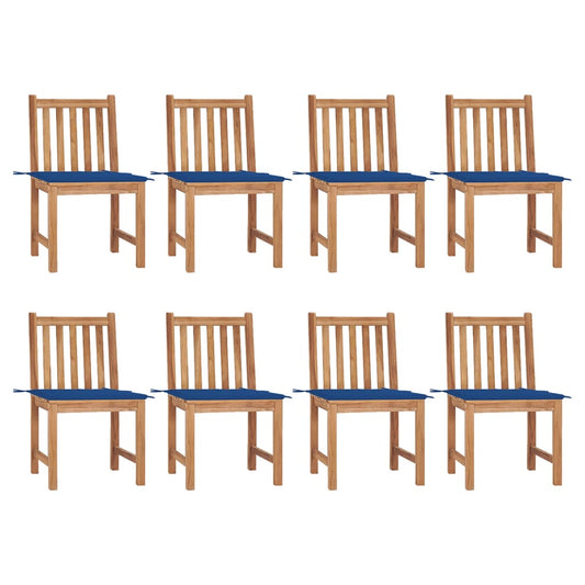 vidaXL Καρέκλες Κήπου 8 Τεμαχίων από Μασίφ Ξύλο Teak με Μαξιλάρια