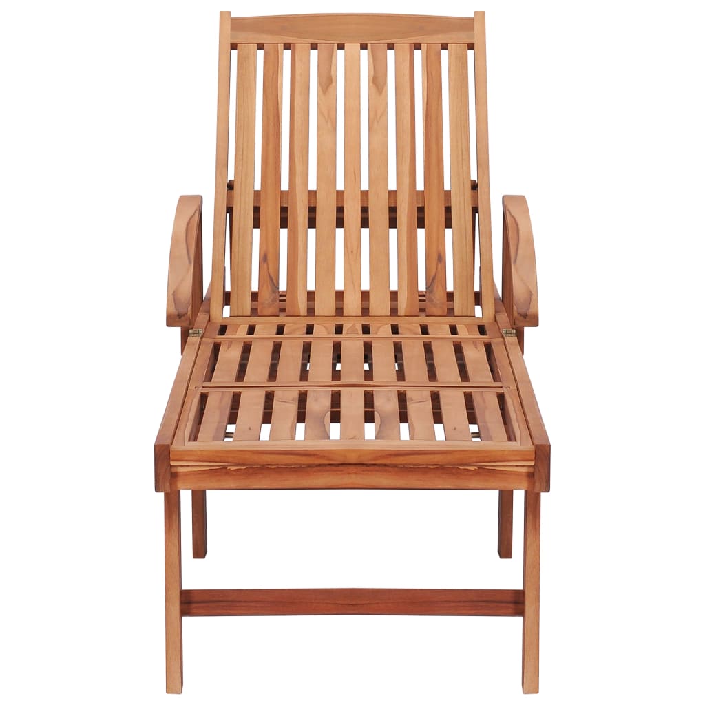 vidaXL Ξαπλώστρες 2 τεμ. από Μασίφ Ξύλο Teak με Μπλε Ρουαγιάλ Μαξιλάρι