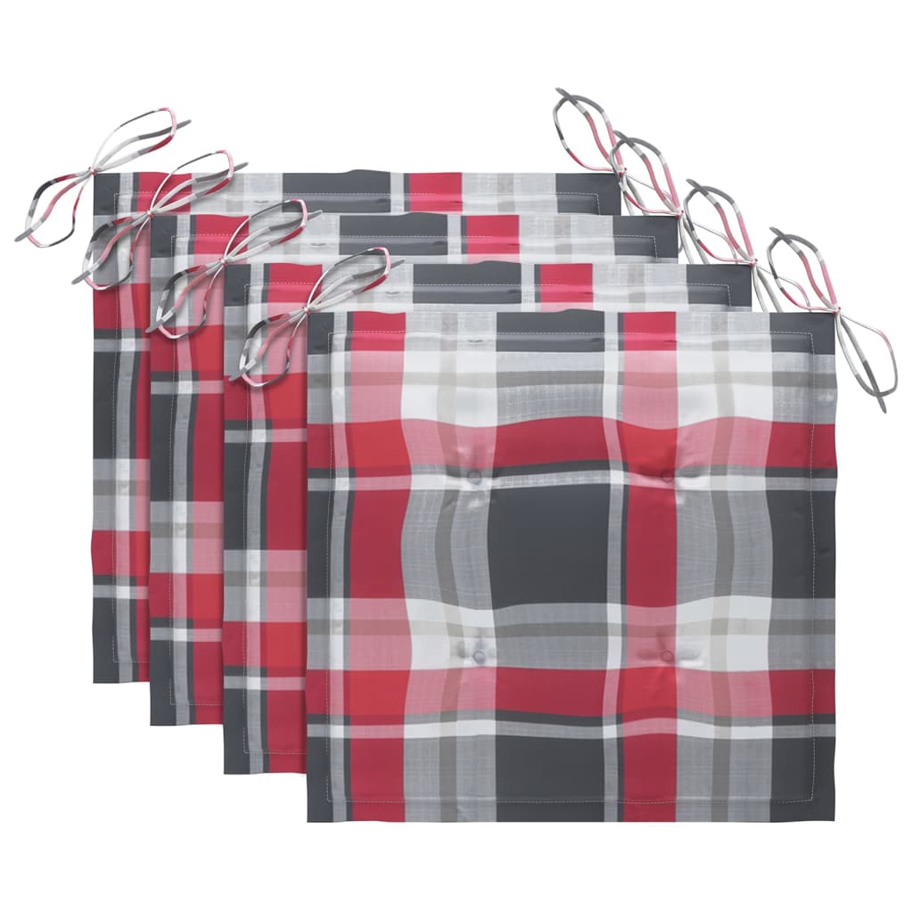 vidaXL Καρέκλες Κήπου Στοιβαζόμενες 4 τεμ. Μασίφ Ξύλο Teak & Μαξιλάρια