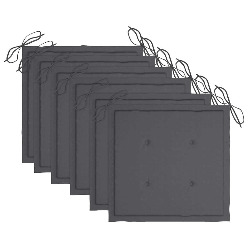 vidaXL Καρέκλες Κήπου Στοιβαζόμενες 6 τεμ. Μασίφ Ξύλο Teak & Μαξιλάρια