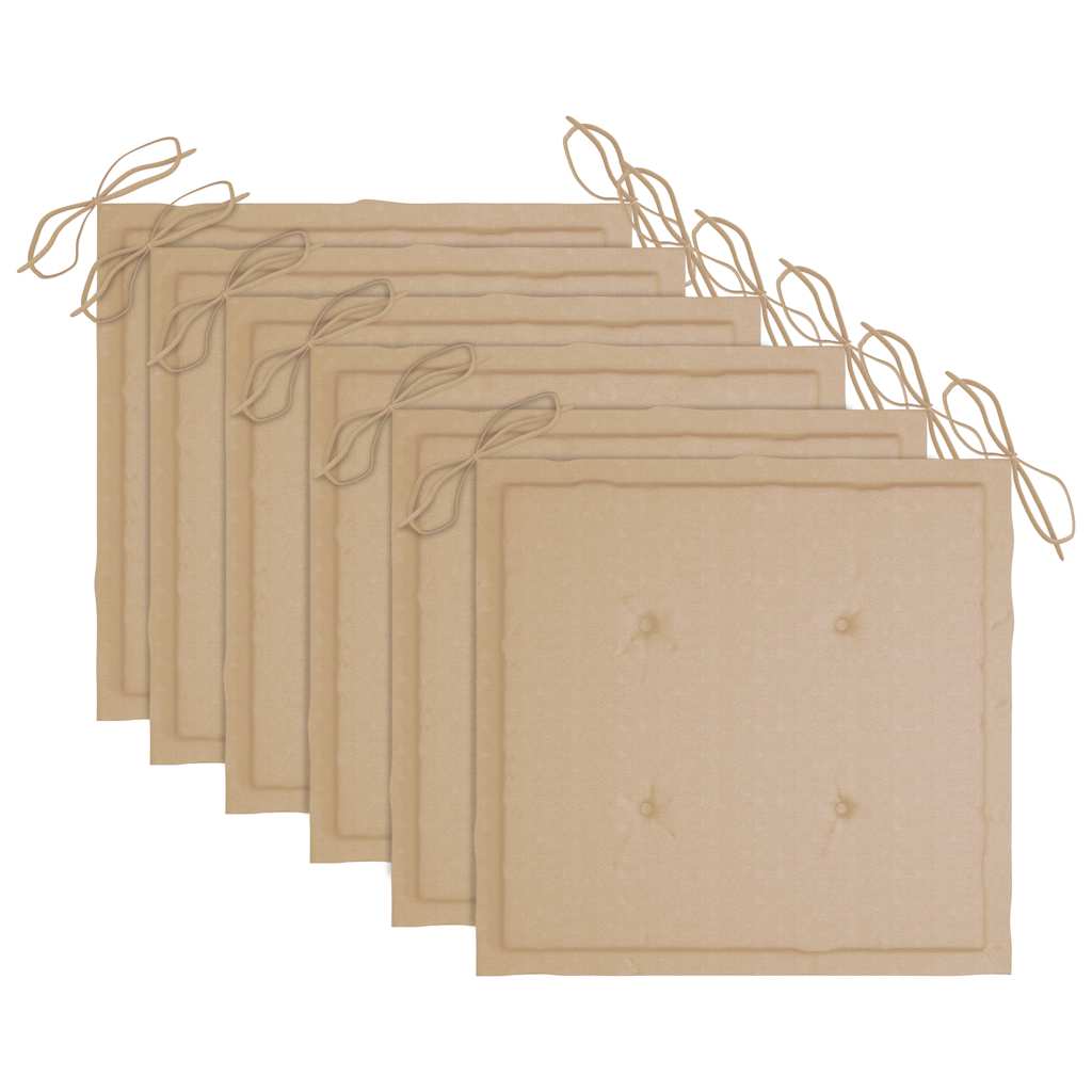 vidaXL Καρέκλες Κήπου Στοιβαζόμενες 6 τεμ. Μασίφ Ξύλο Teak & Μαξιλάρια