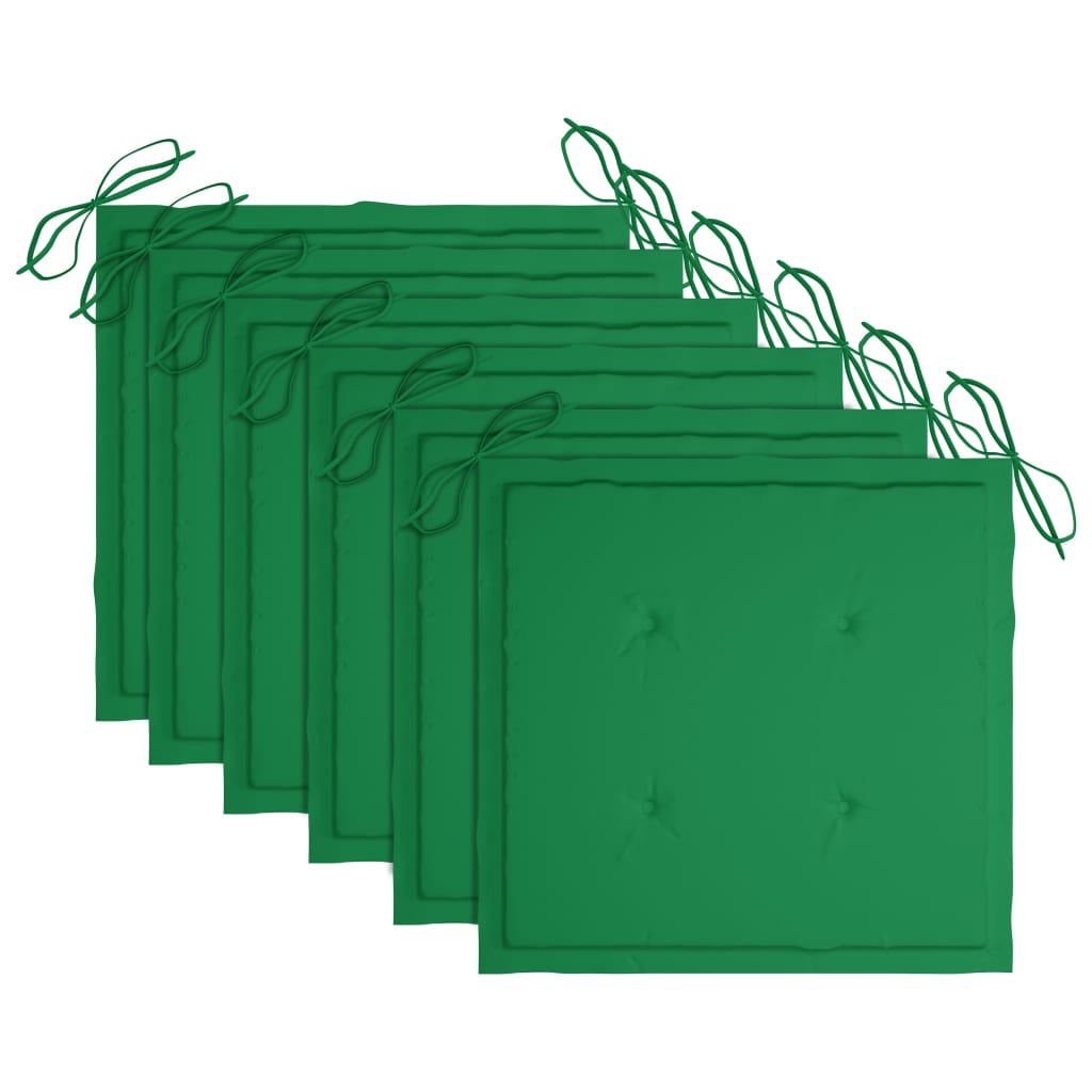 vidaXL Καρέκλες Κήπου Στοιβαζόμενες 6 τεμ.Μασίφ Ξύλο Teak & Μαξιλάρια