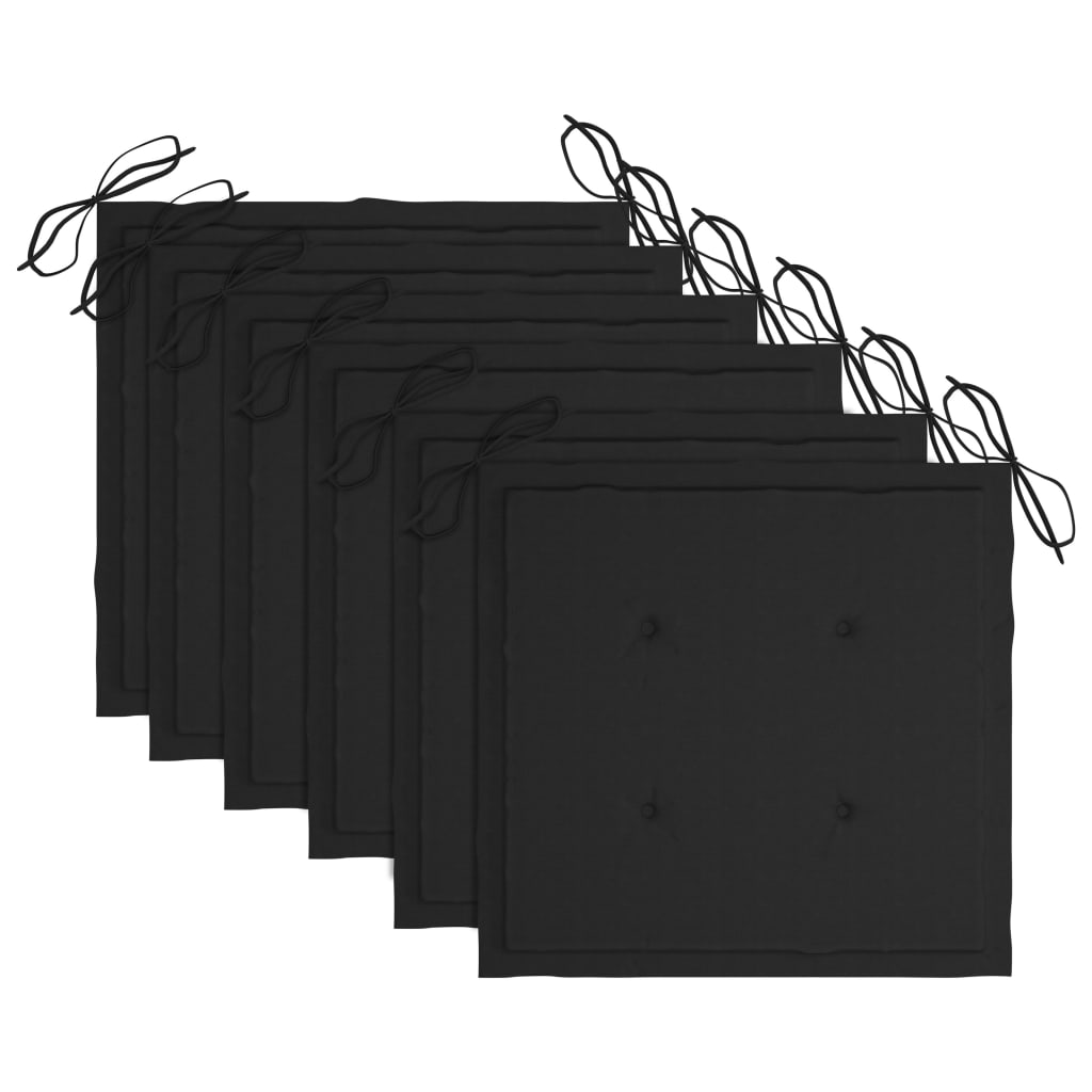 vidaXL Καρέκλες Κήπου Στοιβαζόμενες 6 τεμ. Μασίφ Ξύλο Teak & Μαξιλάρια