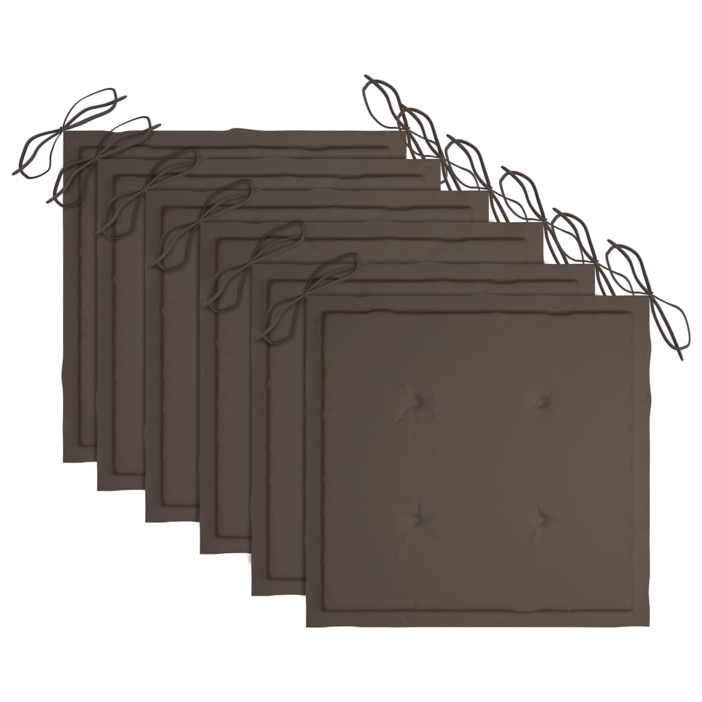 vidaXL Καρέκλες Κήπου Στοιβαζόμενες 6 τεμ. Μασίφ Ξύλο Teak & Μαξιλάρια