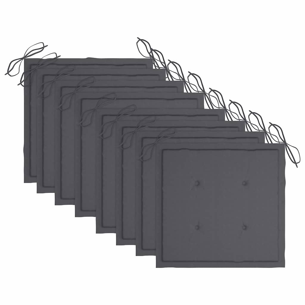 vidaXL Καρέκλες Κήπου Στοιβαζόμενες 8 τεμ. Μασίφ Ξύλο Teak & Μαξιλάρια