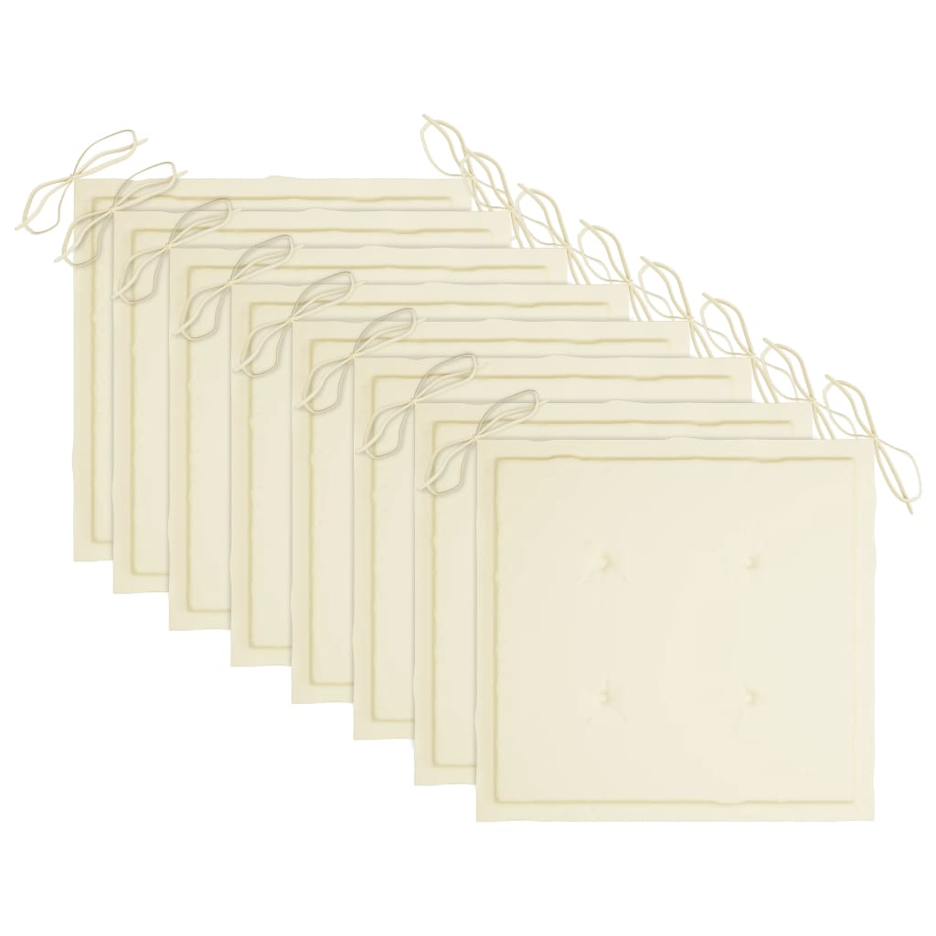 vidaXL Καρέκλες Κήπου Στοιβαζόμενες 8 τεμ. Μασίφ Ξύλο Teak & Μαξιλάρια