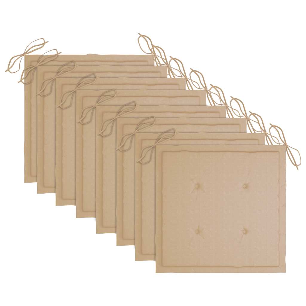 vidaXL Καρέκλες Κήπου Στοιβαζόμενες 8 τεμ. Μασίφ Ξύλο Teak & Μαξιλάρια