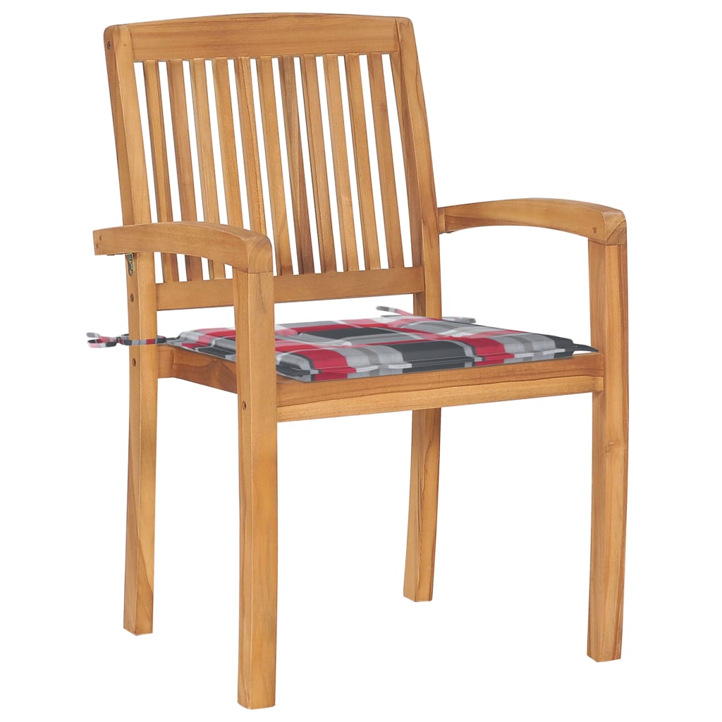 vidaXL Καρέκλες Κήπου Στοιβαζόμενες 8 τεμ. Μασίφ Ξύλο Teak & Μαξιλάρια