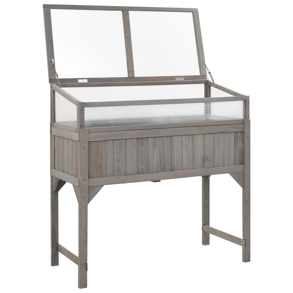 vidaXL Ζαρντινιέρα Υπερυψωμένη με Θερμοκήπιο 110x54x120 εκ Ξύλο Ελάτης