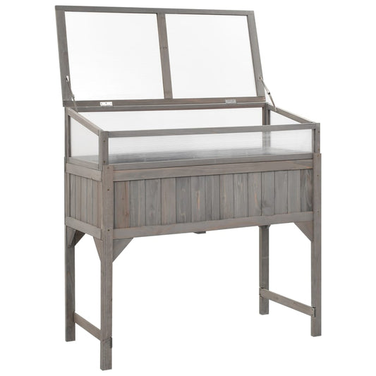 vidaXL Ζαρντινιέρα Υπερυψωμένη με Θερμοκήπιο 110x54x120 εκ Ξύλο Ελάτης