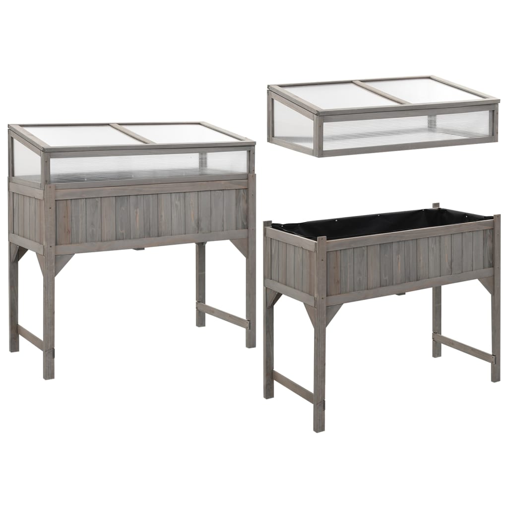 vidaXL Ζαρντινιέρα Υπερυψωμένη με Θερμοκήπιο 110x54x120 εκ Ξύλο Ελάτης