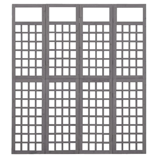 vidaXL Διαχωρ. Δωματίου/Καφασωτό 4 Πάνελ Γκρι 161x180 εκ Ξύλο Ελάτης