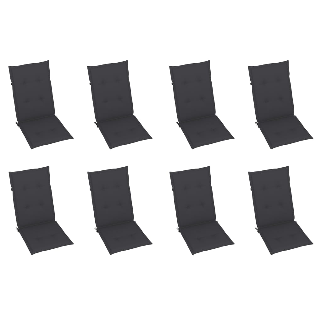 vidaXL Καρέκλες Κήπου Πτυσσόμ. 8 τεμ. Μασίφ Ξύλο Ακακίας με Μαξιλάρια