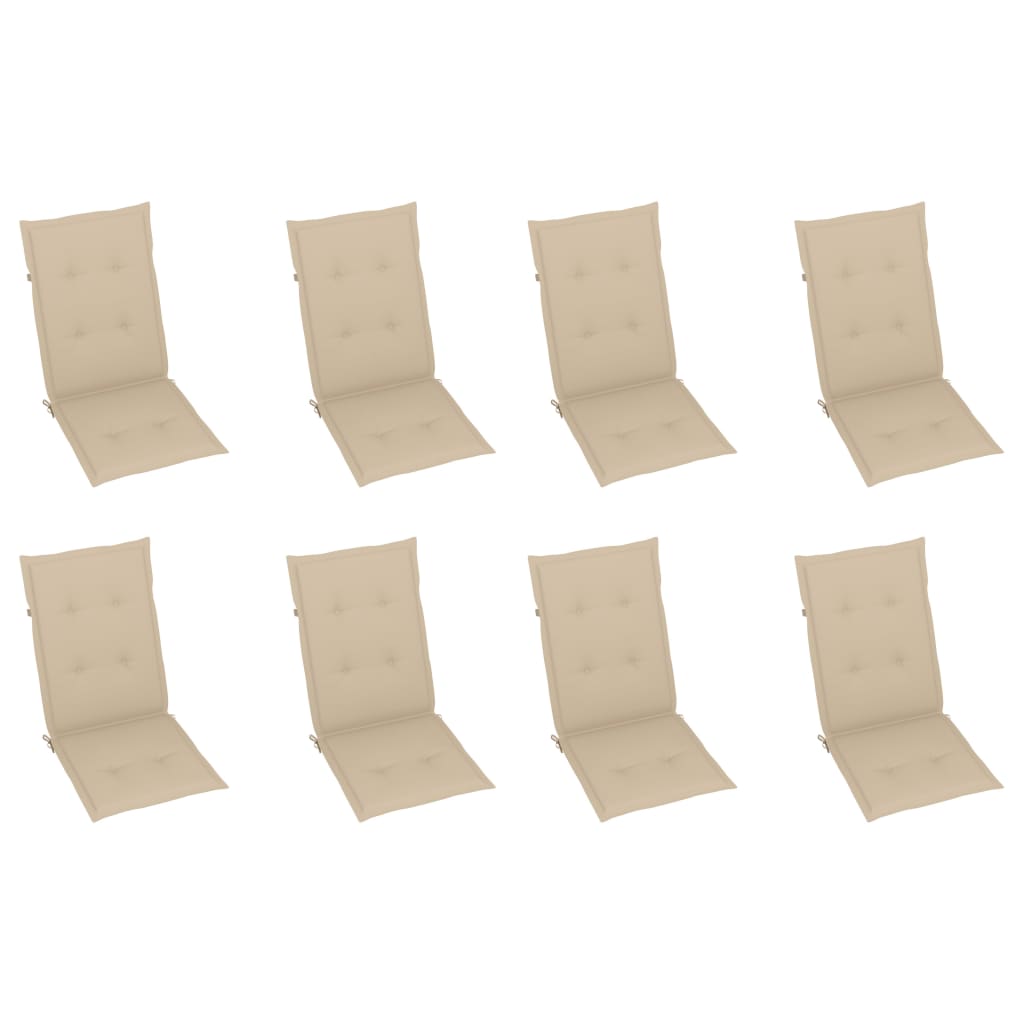 vidaXL Καρέκλες Κήπου Πτυσσόμ. 8 τεμ. Μασίφ Ξύλο Ακακίας με Μαξιλάρια