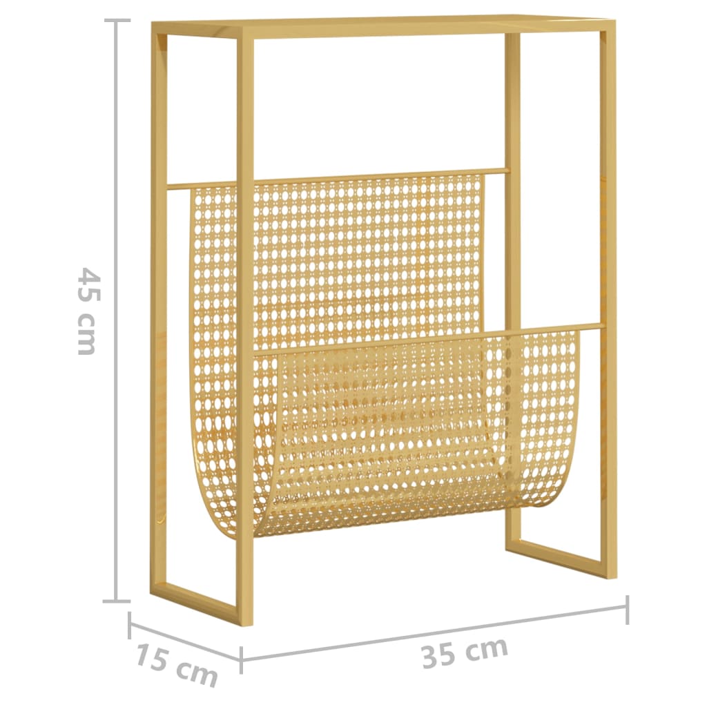 vidaXL Ραφιέρα Περιοδικών Χρυσή 35 x 15 x 45 εκ. από Ατσάλι