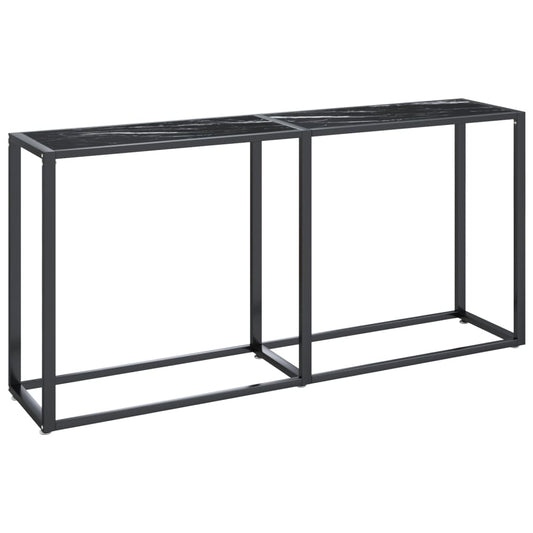 vidaXL Τραπέζι Κονσόλα Μαύρο Όψη Μαρμάρου 160x35x75,5 εκ. Ψημένο Γυαλί