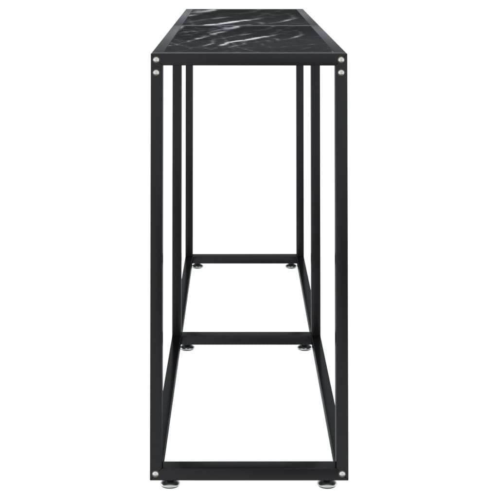 vidaXL Τραπέζι Κονσόλα Μαύρο Όψη Μαρμάρου 160x35x75,5 εκ. Ψημένο Γυαλί