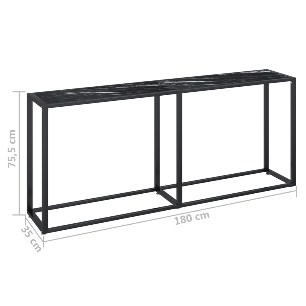 vidaXL Τραπέζι Κονσόλα Μαύρο Όψη Μαρμάρου 180x35x75,5 εκ. Ψημένο Γυαλί