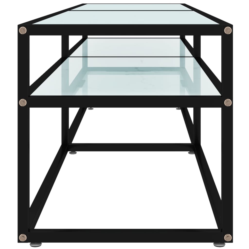 vidaXL Έπιπλο Τηλεόρασης Λευκό Όψη Μαρμάρου 160x40x40,5εκ Ψημένο Γυαλί