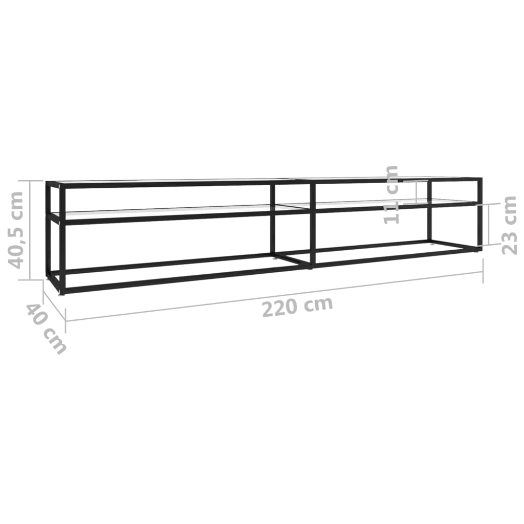 vidaXL Έπιπλο Τηλεόρασης Διαφανές 220 x 40 x 40,5 εκ. από Ψημένο Γυαλί
