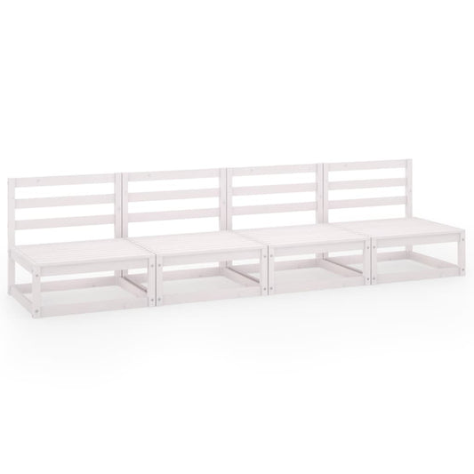 vidaXL Καναπές Κήπου Τετραθέσιος Λευκός από Μασίφ Ξύλο Πεύκου