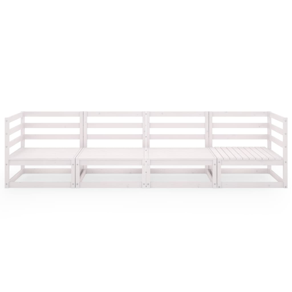 vidaXL Καναπές Κήπου Τετραθέσιος Λευκός από Μασίφ Ξύλο Πεύκου