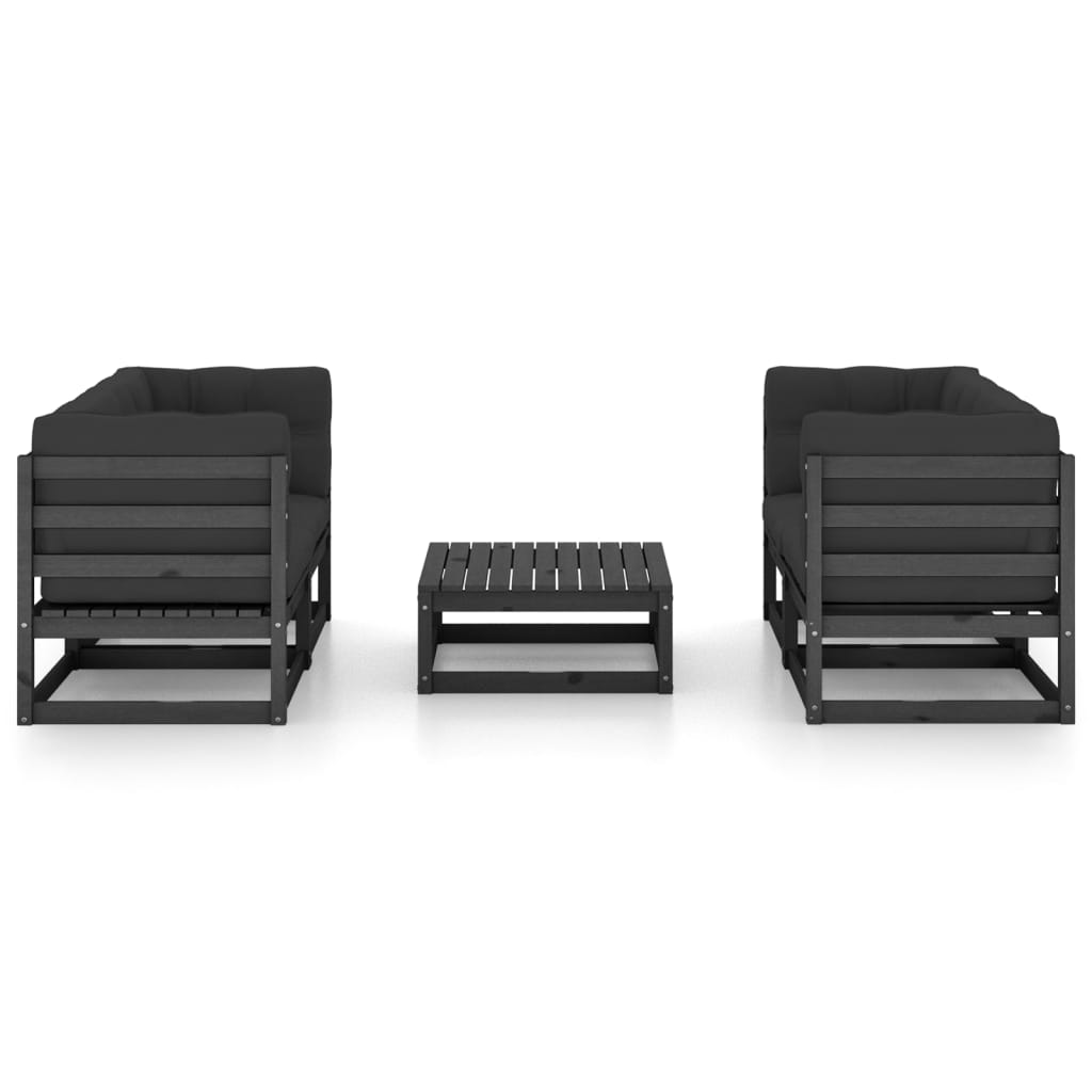 vidaXL Σαλόνι Κήπου Σετ 5 Τεμαχίων από Μασίφ Ξύλο Πεύκου με Μαξιλάρια