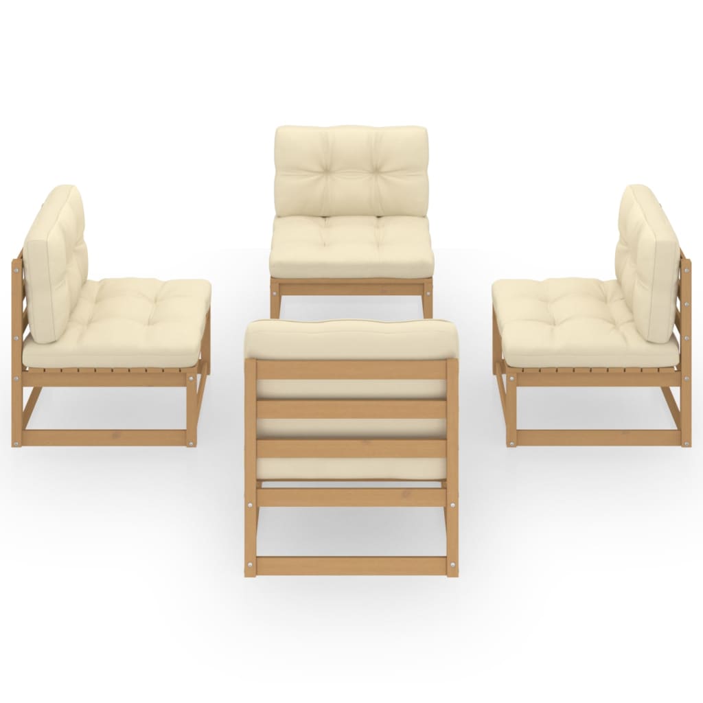 vidaXL Σαλόνι Κήπου Σετ 4 Τεμαχίων από Μασίφ Ξύλο Πεύκου & Μαξιλάρια