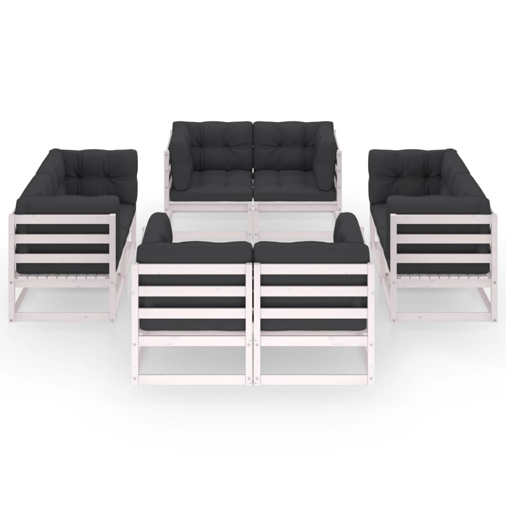 vidaXL Σαλόνι Κήπου Σετ 8 Τεμαχίων από Μασίφ Ξύλο Πεύκου & Μαξιλάρια