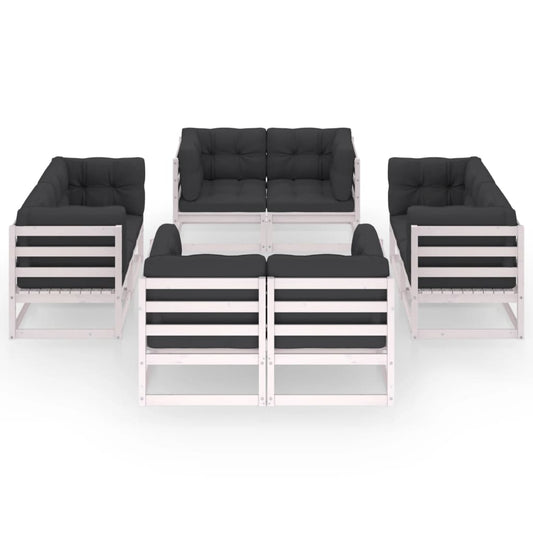 vidaXL Σαλόνι Κήπου Σετ 8 Τεμαχίων από Μασίφ Ξύλο Πεύκου & Μαξιλάρια