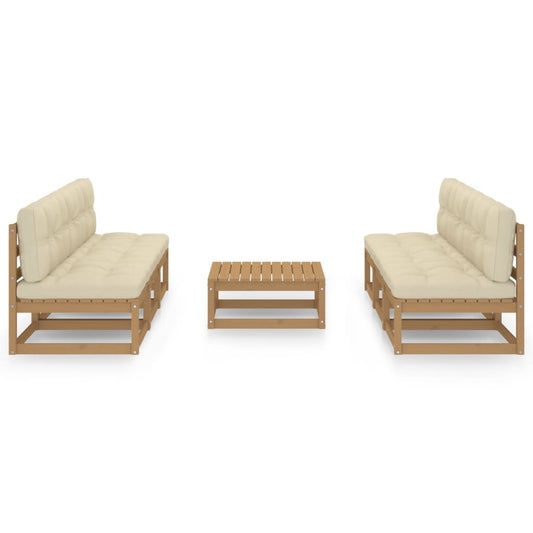 vidaXL Σαλόνι Κήπου Σετ 7 Τεμαχίων από Μασίφ Ξύλο Πεύκου με Μαξιλάρια