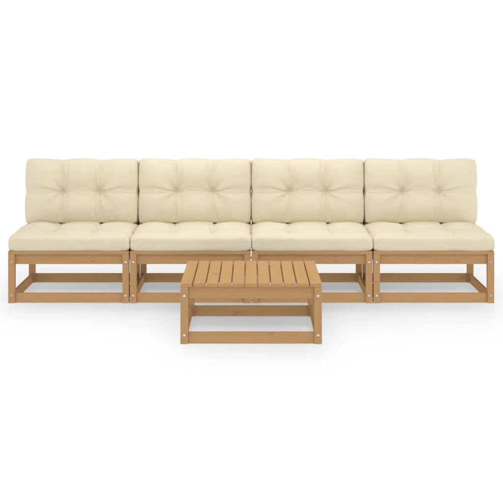 vidaXL Σαλόνι Κήπου Σετ 5 Τεμαχίων από Μασίφ Ξύλο Πεύκου με Μαξιλάρια