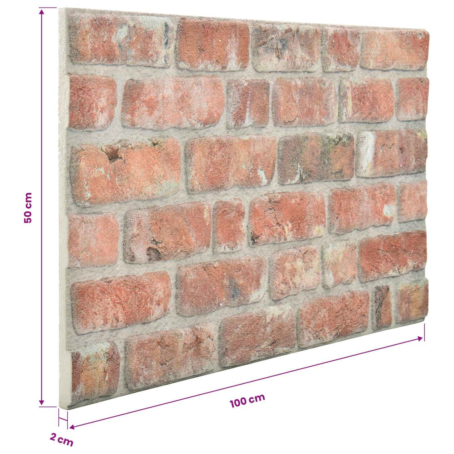 vidaXL Πάνελ τοίχου 10 pcs Κόκκινο 100 x 50 cm Αφρός EPS