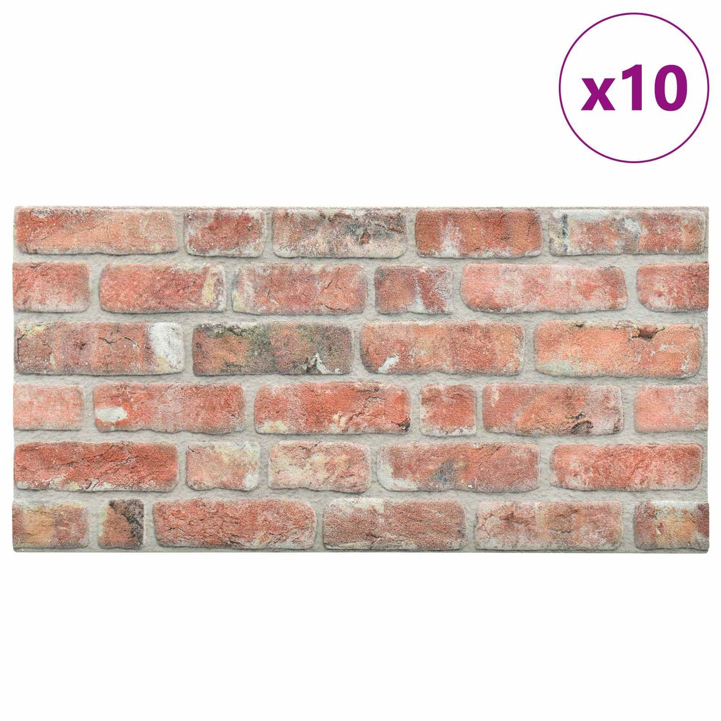 vidaXL Πάνελ τοίχου 10 pcs Κόκκινο 100 x 50 cm Αφρός EPS