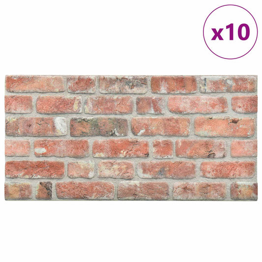 vidaXL Πάνελ τοίχου 10 pcs Κόκκινο 100 x 50 cm Αφρός EPS