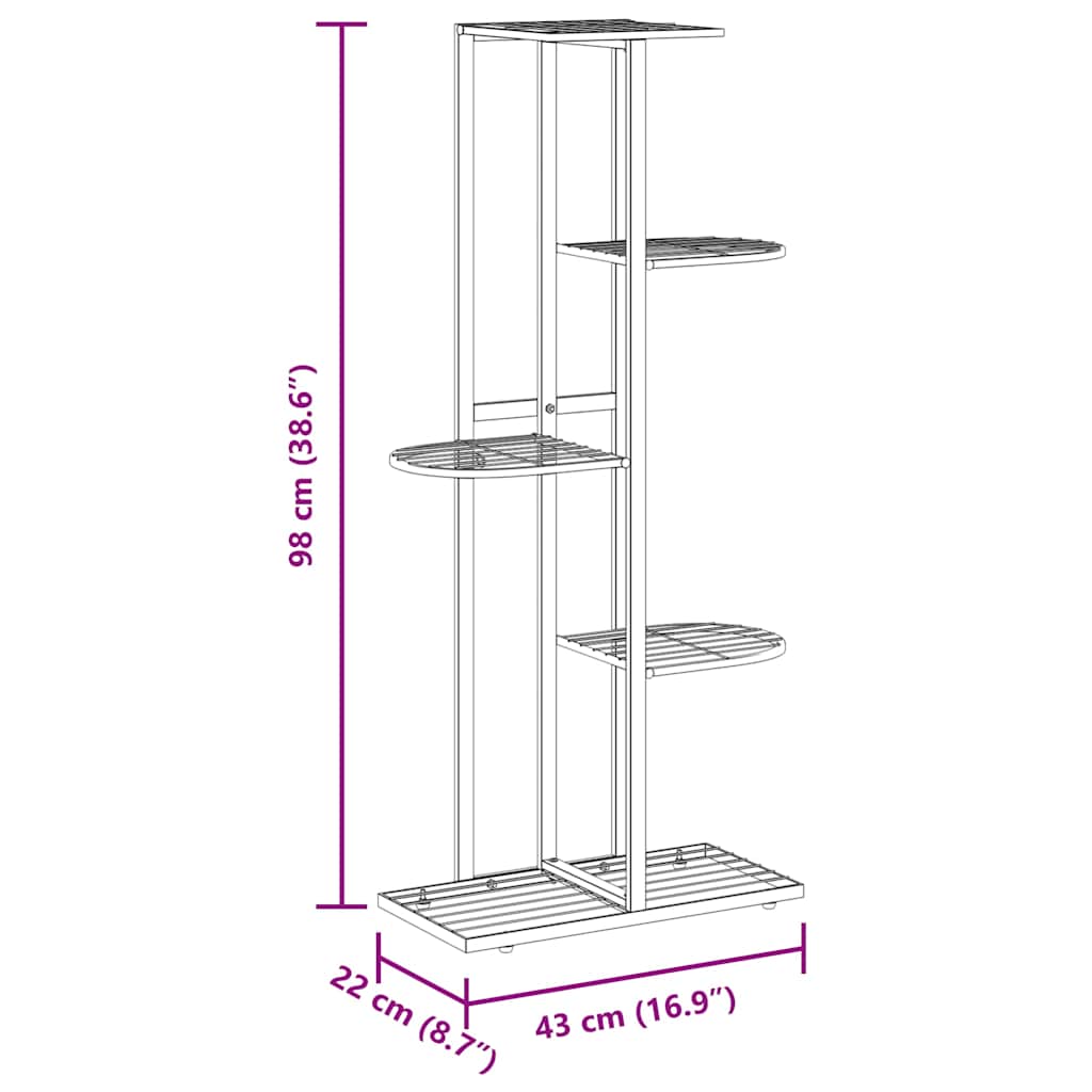 vidaXL Ανθοστήλη 5 Επιπέδων Λευκή 43 x 22 x 98 εκ. Μεταλλική