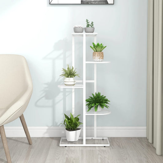 vidaXL Ανθοστήλη 5 Επιπέδων Λευκή 43 x 22 x 98 εκ. Μεταλλική