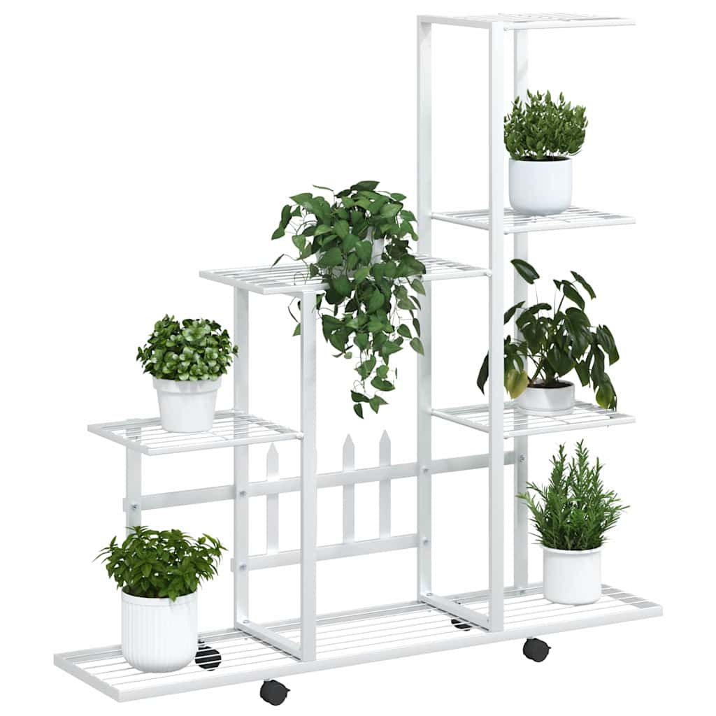 vidaXL Ανθοστήλη με Ρόδες Λευκή 94,5 x 25 x 92,5 εκ. Μεταλλική