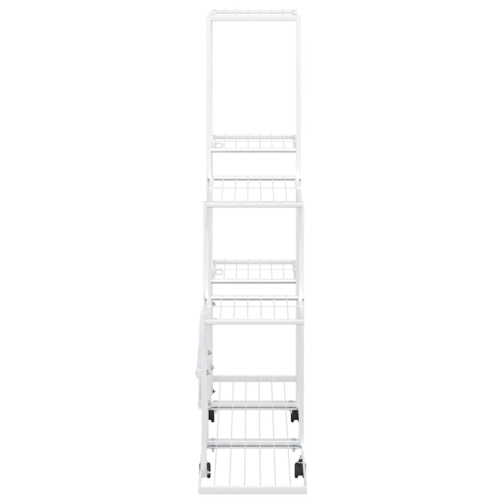 vidaXL Ανθοστήλη με Ρόδες Λευκή 94,5 x 25 x 92,5 εκ. Μεταλλική