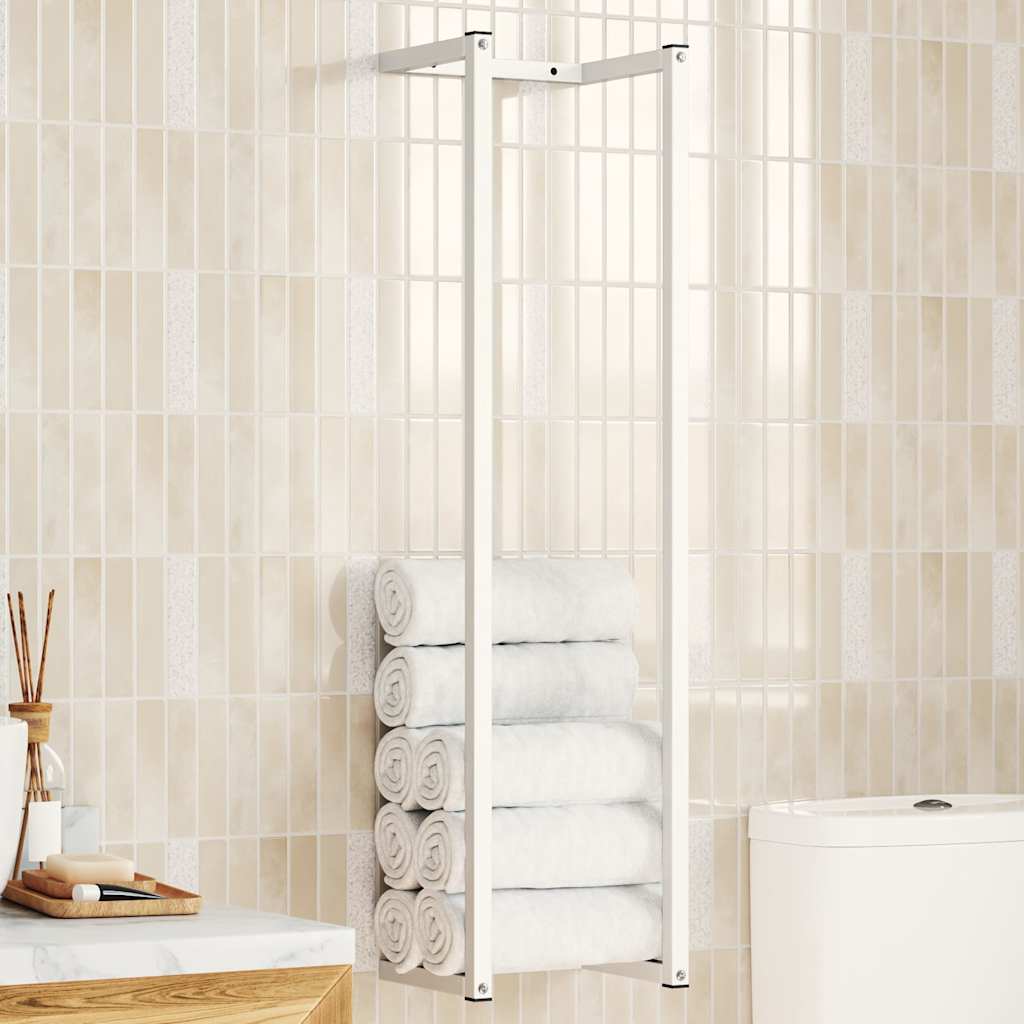 vidaXL Βάση για Πετσέτες Επιτοίχια Λευκή 25 x 20 x 95 εκ. Ατσάλινη