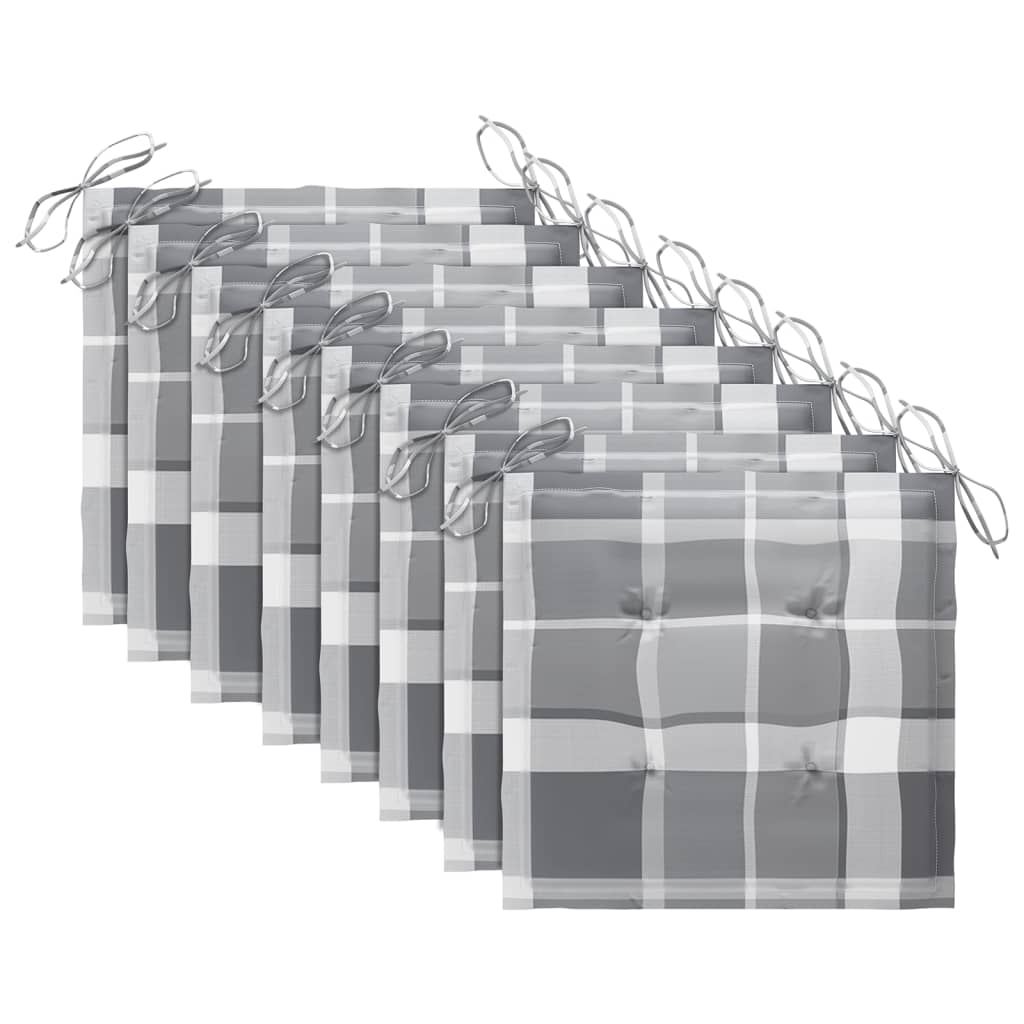 vidaXL Καρέκλες Κήπου 8 τεμ. Γκρι από Μασίφ Ξύλο Ακακίας με Μαξιλάρια