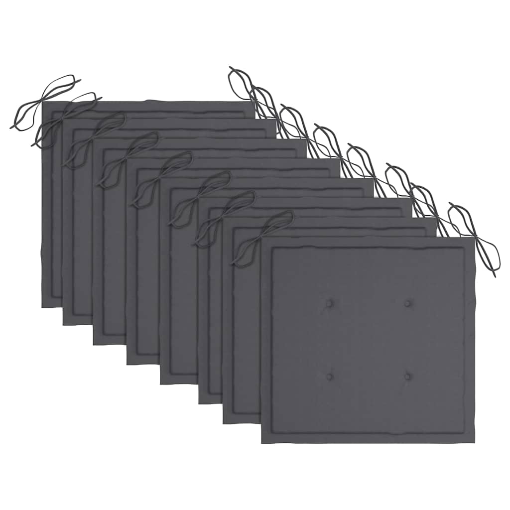 vidaXL Καρέκλες Εξ. Χώρου Πτυσσόμενες 8 τεμ. Ξύλο Ακακίας & Μαξιλάρια