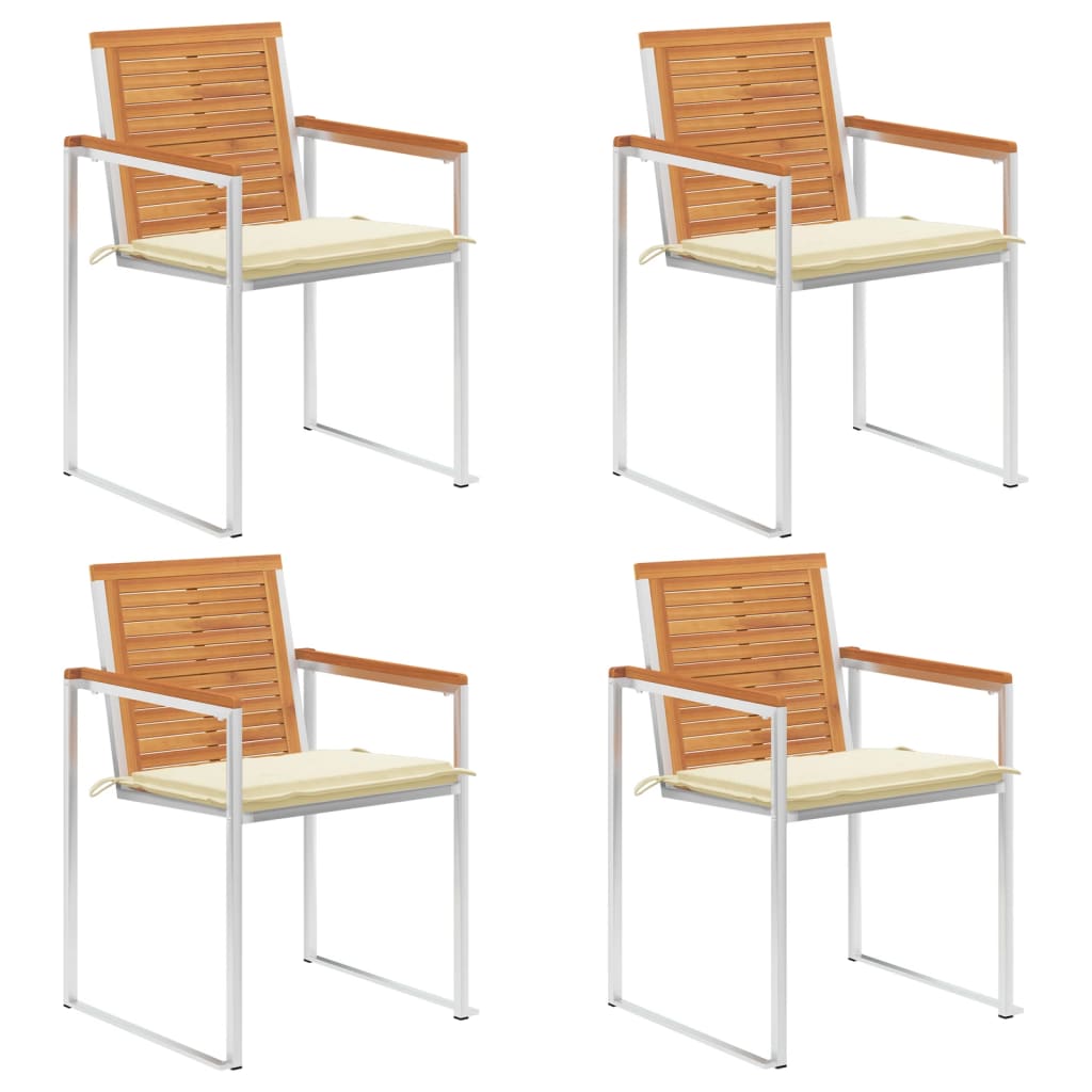 vidaXL Καρέκλες Κήπου 4 τεμ. από Μασίφ Ξύλο Ακακίας με Μαξιλάρια