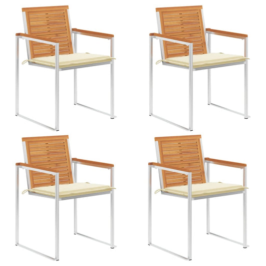 vidaXL Καρέκλες Κήπου 4 τεμ. από Μασίφ Ξύλο Ακακίας με Μαξιλάρια