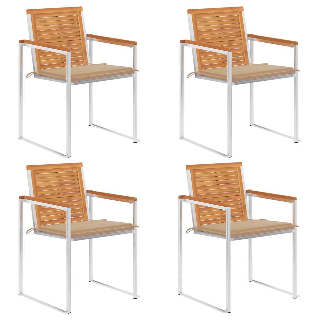 vidaXL Καρέκλες Κήπου 4 τεμ. από Μασίφ Ξύλο Ακακίας με Μαξιλάρια